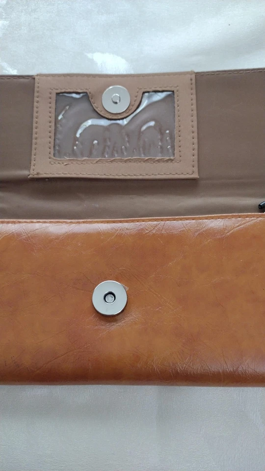 Kenneth Cole Reaction Muñequera Cartera Mujer Marrón Bolso sin asas Cremallera Bolsillo ID Ventana Foto 4 de 4