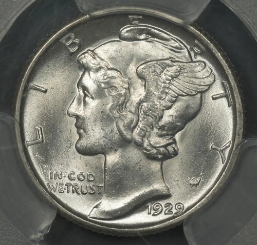 1929 PCGS MS64 MERCURY DIME LUSTROUS NEAR-GEM