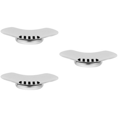  Set of 3 Seifenschale Weiss Rechteckig Seifenhalter Silber Edelstahl Rund