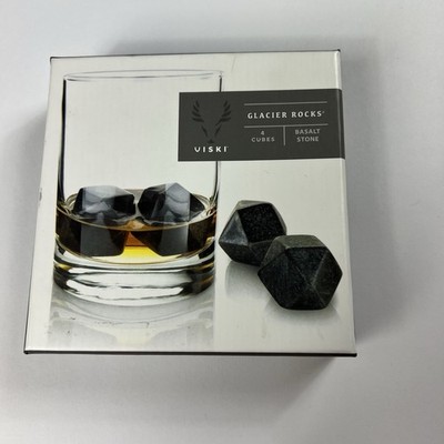 Viski Glacier Rocks Hexagonal Basalt Bourbon Whiskey Set of 4 Chilling Drinks