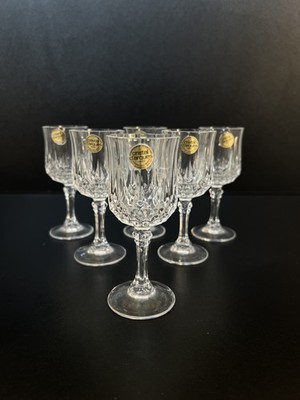Cristal d Arques Longchamp Cordial Glasses Set of 6 France 2 oz STICKERED