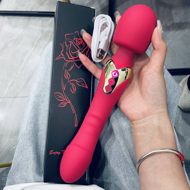 Double Head Shock AV Vibrator Stick G-Spot Massager Dildo Sex Toys For Women