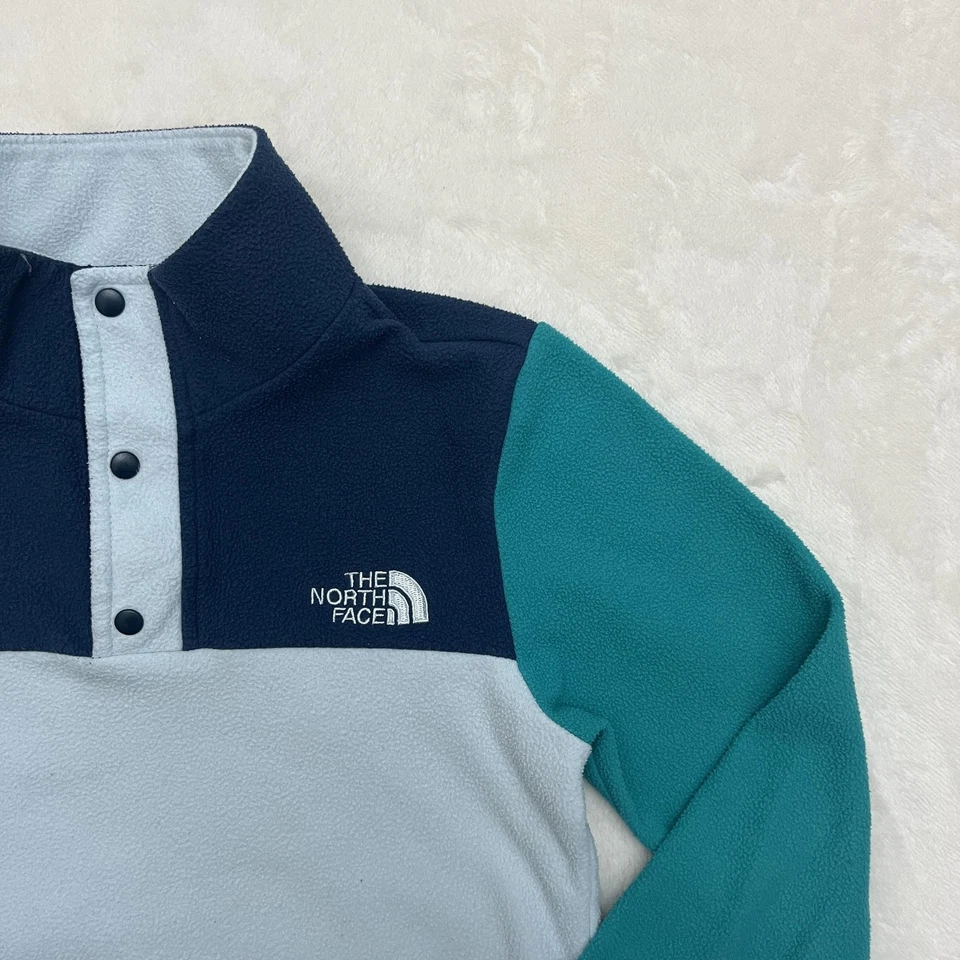 North Face Fleece Sweatshirt Pullover Girls Small 7/8 Blue 1/4 Snap - Image 3 of 4