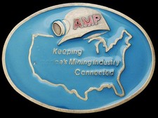 IC29152 GREAT 1970s  AMP  KEEPING AMERICAS MINING INDUSTRY CONNECTED BUCKLE