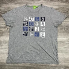 Hugo Boss Shirt Mens Medium Gray Graphic Tee Regular Fit Short Sleeve Casual