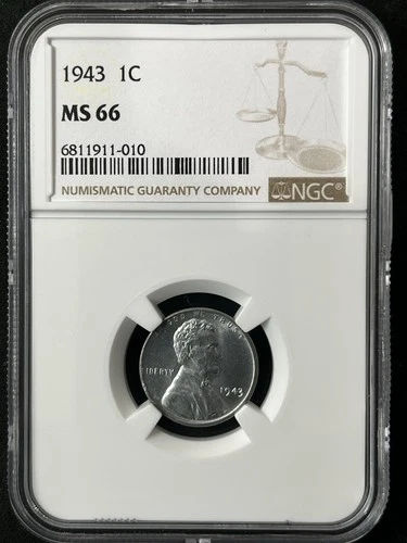 1943  1C Lincoln Wheat One Cent  NGC MS66  6811911-010