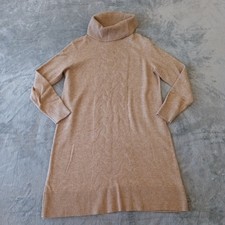 Banana Republic Sweater Dress Large Petite Beige Long Sleeve Turtleneck Pullover