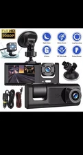 Car Dual Lens Dash Cam HD 1080P Front/Rear/Inside Video Recorder Camera G-Sensor