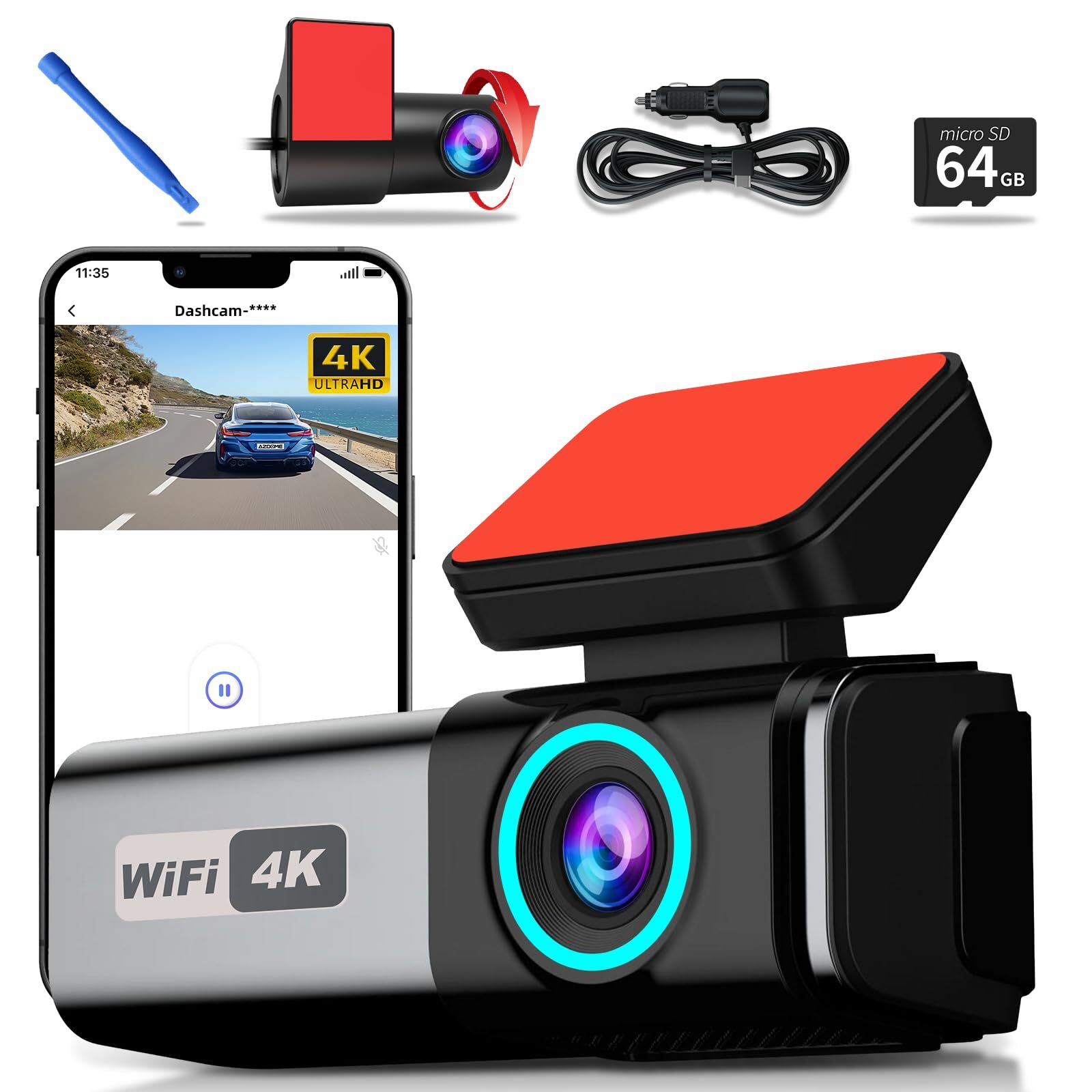 Dual Lens HD 1080P Dash Cam with G-Sensor for Front Rear Inside Recording