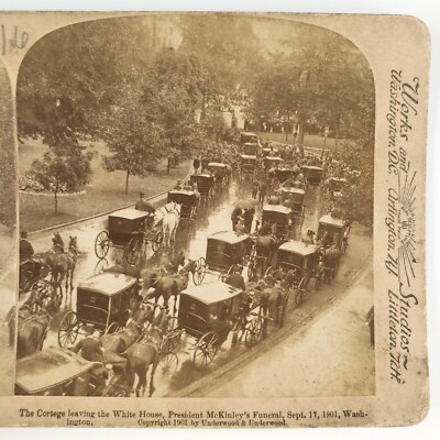 President McKinley Funeral Procession Stereoview c1901 Washington DC Road A2439