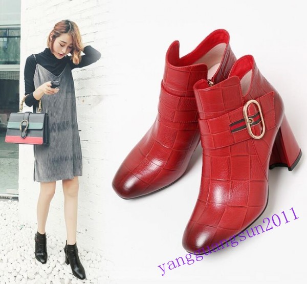 Caliente Chic Mujer Botas al Tobillo High Top Cremallera Lateral Cuero Tacones Altos De Bloque Formal Talla Caliente Chic Mujer Botas al Tobillo High Top Bloque Cremallera Lateral Cuero Tacones Altos De Bloque Top Formal Talla b2eee7