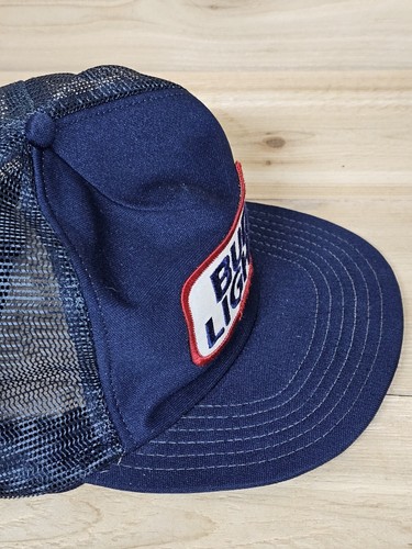 Vtg Bud Light Beer Hat Cap Snap Back Trucker Patch Mesh Made in USA Budweiser - Picture 10 of 16