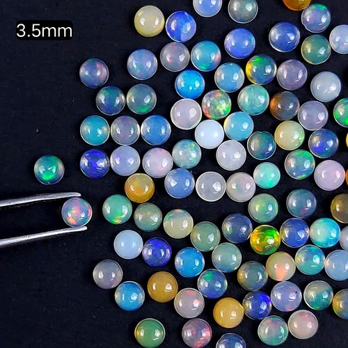 100Pcs 11Cts Natural Ethiopian Opal Round Cabochon Calibrated Gemstone3.5mm#7096 - Picture 4 of 9
