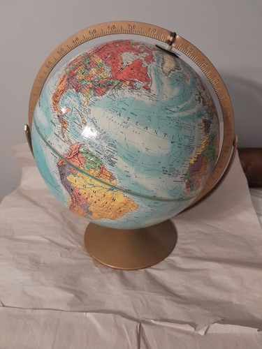 Vintage Replogle World Nation Serie 12" Globus erhöhtes Gefühl goldfarben Ständer - Bild 4 von 8
