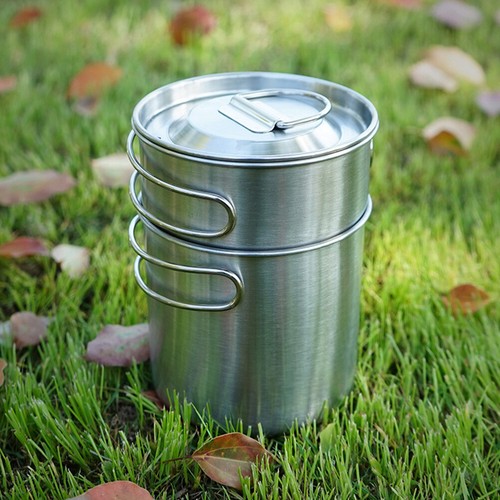 Stainless Steel Folding Pot Set Baby Travel Collapsible Handle Camp Mug - Picture 3 of 17