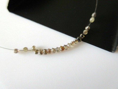 5 pezzi perline diamantate taglio goccia briolette diamante forato marrone cognac naturale 2/5 mm - Foto 3 di 4