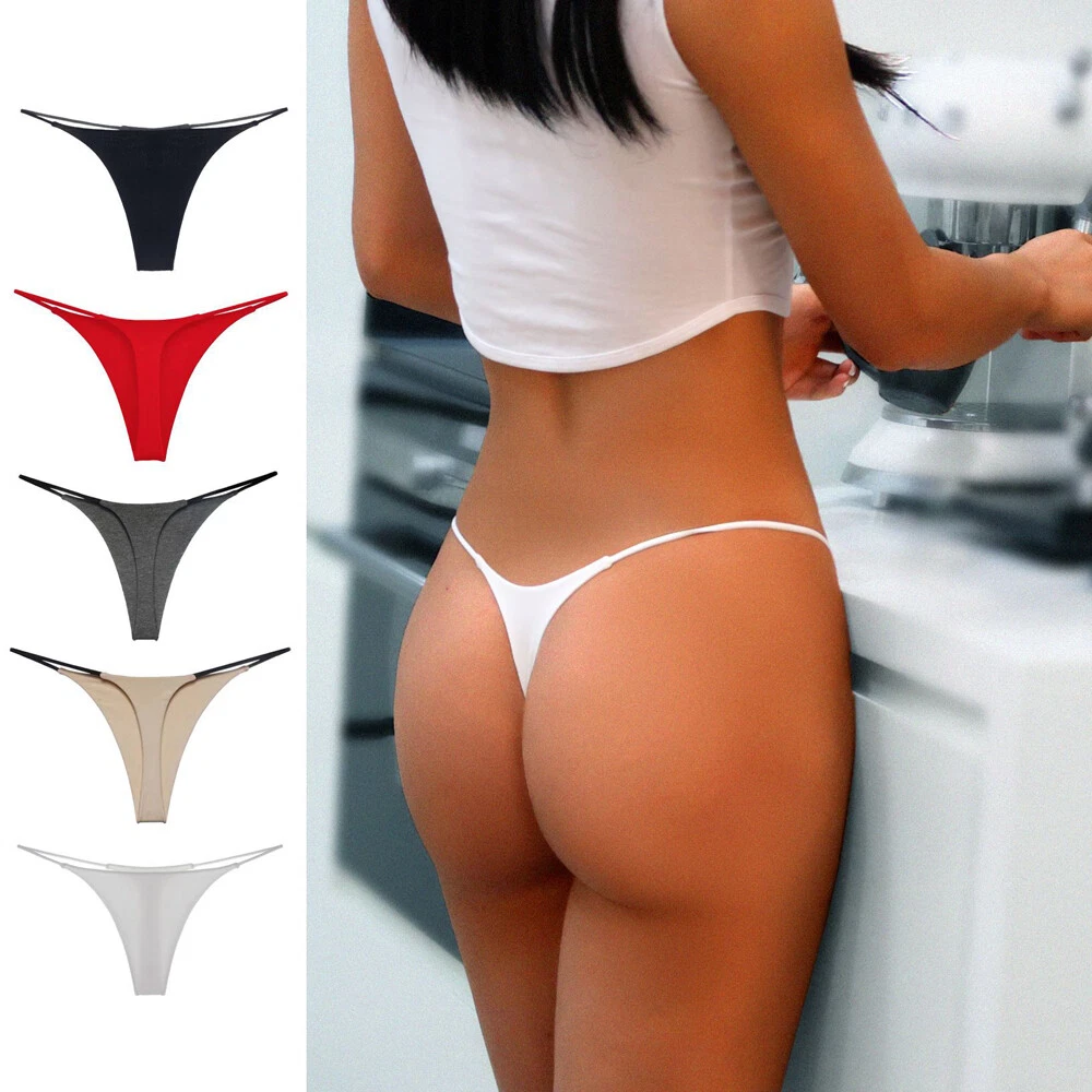 Thong For Women Cotton Underwear Low Rise Panties Woman G-string Thongs, 4  Pcs