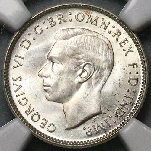 1943-D NGC MS 66 Australia 6 Pence George VI Gem Sterling Silver Coin (23031801C