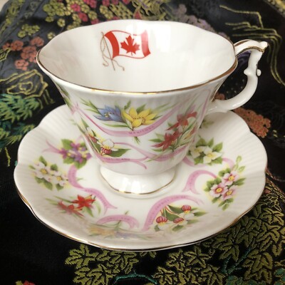 ROYAL ALBERT CANADA FLOWERS TEA CUP AND SAUCER ''Our Emblems Dear'' 