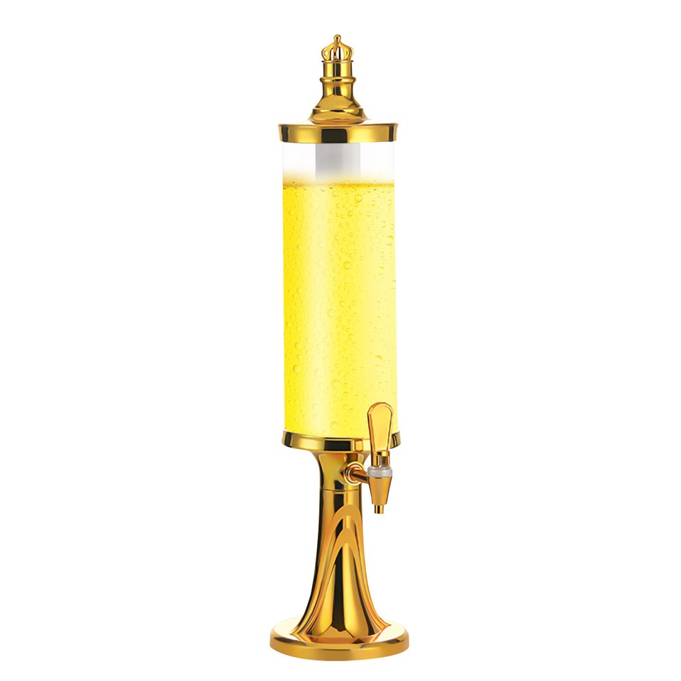 3L Beer Tower Dispenser w/Ice Column Gold LED Drink Dispenser for Party