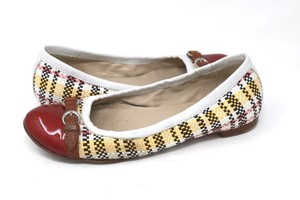 AGL-Attilio-Giusti-Leombruni-Plaid-Ballet-Flat-Multicolor-Buckle-Shoe-Sz-38-8