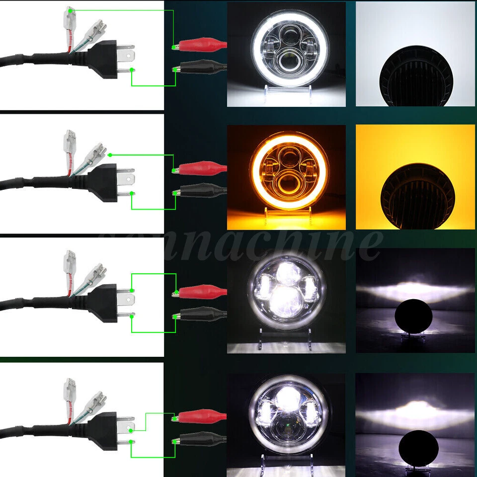 Pair 7 inch Round LED Chrome Headlights Hi/Lo Beam DRL Fit for Chevy C10 C20 C30 Foto 3 de 4