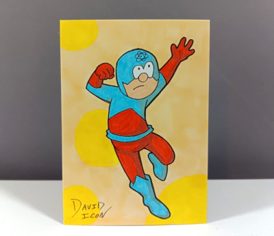 Original ATOM Artist Sketch Card 1/1 David Icon - PSC - ACEO - ATC - DC Comics