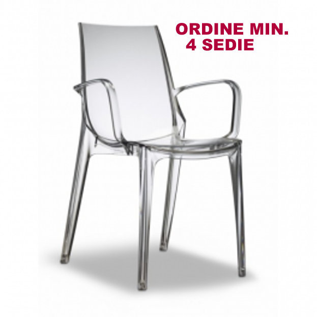 SEDIA VANITY CON BRACCIOLI SCAB IMPILABILE TRASPARENTE BAR GIARDINO LOCALE
