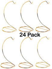 Ornament Display Stand Wire Hanger Holders, 10 Inch Tall Bright Gold, Pack of 24