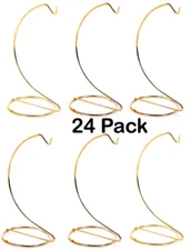 Ornament Display Stand Wire Hanger Holders, 10 Inch Tall Bright Gold, Pack of 24