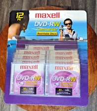 Maxwell 9 Pack DVD-RW Camcorder 30 minute 1.4 GB Rewritable Discs - New SEALED