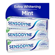 Sensodyne Extra Whitening Sensitive Toothpaste, Mint, 4 Oz, 3 Pack, for Adults