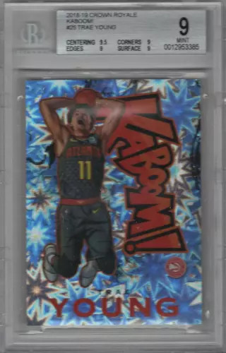 TRAE YOUNG RC 2018-19 PANINI CROWN ROYALE KABOOM 🔥 BGS 9🔥