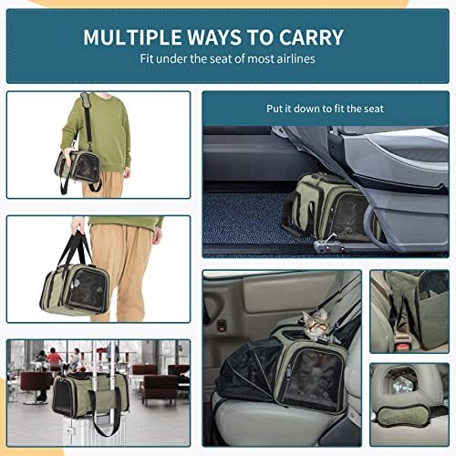 Expandable Rabbit Carrier Small Cat Carrier Airline Approved, 16X10X9 Inches - Picture 6 of 7