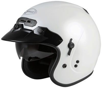GMAX GM-32S Solid Open Face Motorcycle Helmet Pearl White