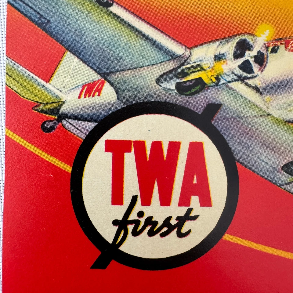 TWA Lindbergh Line Luggage Label Vintage Airplane Airline Aircraft - Imagem 3 de 4