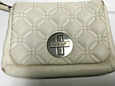 Kate Spade New York Womens Leather Shoulder Handbag White w/ Silver  Pre-owned