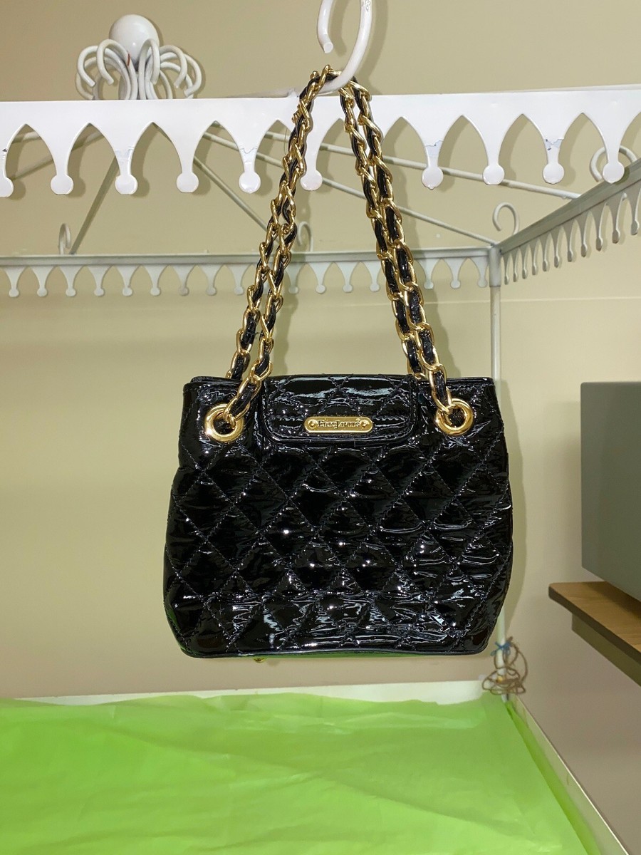 Eric Javits Small Black Pattened Leather Hand Purse