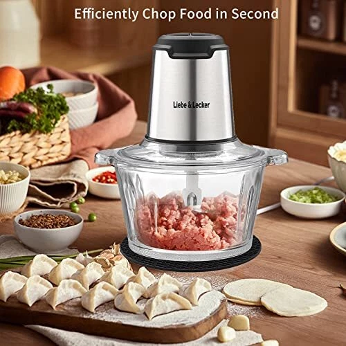 Electric Food Chopper with 2 Bowls 8 Cup, Meat Grinder with 4 Sharp Blades 350W - Image 2 of 4