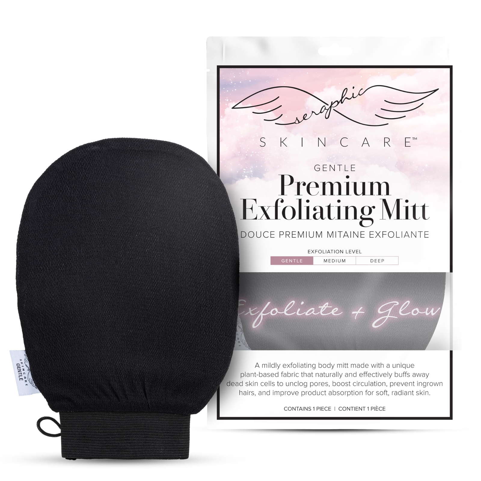 Seraphic Skincare Premium Exfoliating Mitt for Body, Gentle – Viscose (i8G)