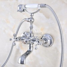Polished Chrome Clawfoot Bathroom Bathtub Faucet Handheld Shower Mixer Tap