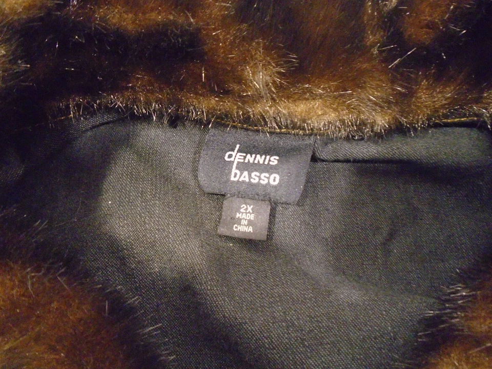 DENNIS BASSO JEAN DENUM КУРТКА Y2K ИСКУССТВЕННОГО МЕХА ОТДЕЛКИ ЖЕНЩИН РАЗМЕР 2 X - Изображение 4 из 4