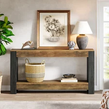 Tribesigns 63" Farmhouse Entryway Table, Long Console Table Behind Couch Table
