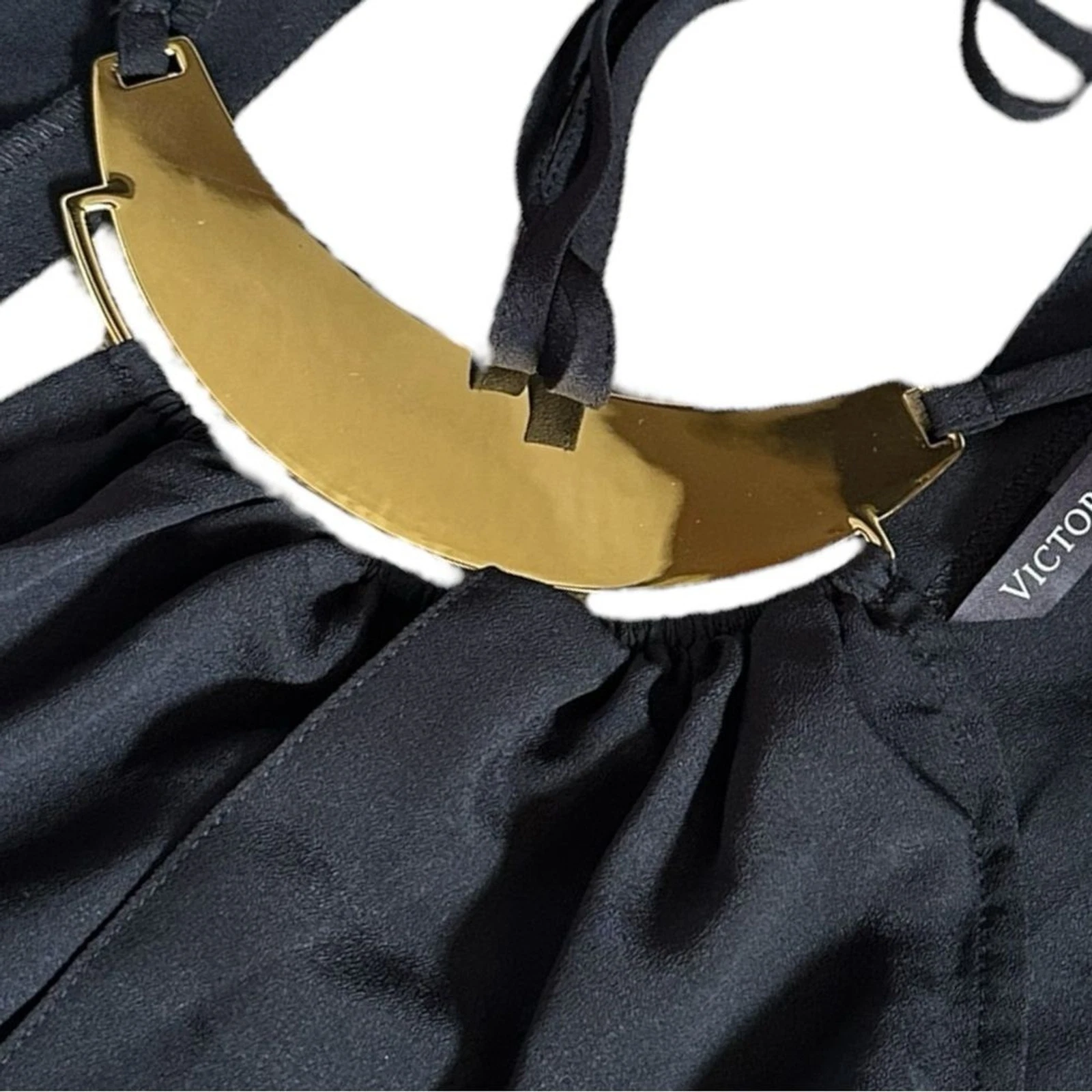 UNDERCOVER Abito Victoria’s Secret Maxi Slip S Nuovo con etichette Nero e Oro Senza Maniche Halter Aperto Schiena