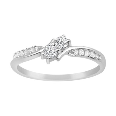 0.20 Ctw Round Moissanite 925 Sterling Silver Dual Stone New Year Gift Ring