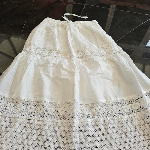 White Maxi Skirt Long Summer Holiday Cotton Tiered One Size 8 10 12 14 16 - Picture 2 of 6