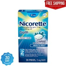 Nicorette Nicotine Gum to Stop Smoking, White Ice Mint Flavor, 2 Mg, 20 Count