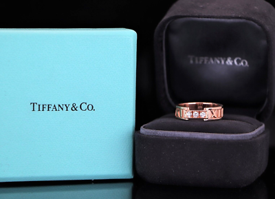 Tiffany & Co Atlas Roman Numeral Diamond 18K Rose Gold Trio Ring