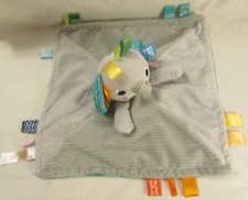Bright Starts Elephant Lovey Security Blanket Plush Velour Ribbons Gray Nunu