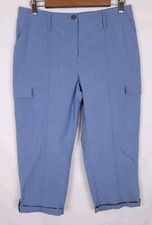 Chicos Cropped Capris Blue Cuffed Cargo Pants - Size 0 Small